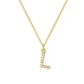 Elegant 14k gold plated copper necklace featuring a zircon letter L pendant on a box chain - Letter L