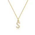 Elegant 14k gold plated box chain necklace featuring a zircon inlaid S letter pendant - Letter S