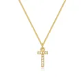 Elegant 14k gold plated box chain necklace with zircon encrusted T initial pendant - Letter T