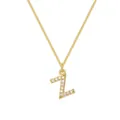 Gold plated 14k box chain necklace with crystal studded letter Z pendant for women - Letter Z