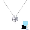 Elegant S925 sterling silver necklace featuring a brilliant six-prong moissanite pendant - S925 Silver (40+5cm) / 5-Carat Moissanite Pendant with GRA Certificate & Gift Box