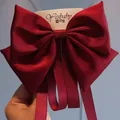Elegante fermaglio per capelli con fiocco in raso rosso vino e lunghi nastri stile fata - Stile con Nastro Lungo (N. 36) / Borgogna