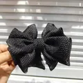 Elegante molletta per capelli in rete nera a pois bianchi per lo styling da donna. - Clip a Banana a Pois / pois neri