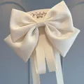 Grande fermaglio per capelli a fiocco in raso bianco con lunghi nastri fluenti eleganti - Stile con Nastro Lungo (N. 36) / Bianco avorio