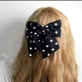 Grande fermaglio per capelli in raso con fiocco a pois bianchi e neri per acconciature - Fermaglio per Capelli a Pois (N. 152) / pois neri