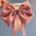 Grande fermaglio per capelli con fiocco di raso rosa e nastri, accessorio di qualità per donne - Stile con Nastro Lungo (N. 36) / Rosa fagiolo