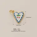 Hand-painted heart pendant necklace with cherry design and blue dot border in copper - Cherry Pendant / Pendant Only (Without Chain)