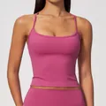 Slim fit nude-feel yoga tank top in vibrant fuchsia, ideal for fitness and running - S / Strawberry Pink [NEW - New Color]