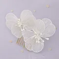 Elegant white butterfly bridal hair comb with pearl accents for wedding hair styling - Versatile Bridal Hair Comb (HS-J6708G) / 2 Pcs/Set / Gold