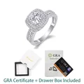 Luxury S925 sterling silver D color moissanite ring with GRA certificate and box - US 5 / 1ct Moissanite Ring (with Cert & Box)(R13362) / Silver
