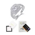 Luxury S925 sterling silver moissanite ring with GRA certificate and gift box package - 1ct Moissanite Ring (with Cert & Box)(R13378)