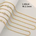 2.5mm gold-plated stainless steel rope chain necklace for DIY jewelry making accessories - Rope Chain Necklace / 2.5mm x 60cm / Gold