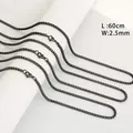 Gunmetal black stainless steel box chain necklace for DIY jewelry, 60cm long and 2.5mm wide - Square Pearl Chain / 2.5mm x 60cm / Black