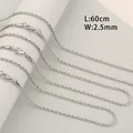 Silver stainless steel rope chain necklace, 60cm length and 2.5mm width - Rope Chain Necklace / 2.5mm x 60cm / Silver