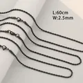 Black stainless steel rope chain necklace 60cm length 2.5mm width for DIY jewelry - Rope Chain Necklace / 2.5mm x 60cm / Black