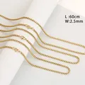 Premium 2.5mm gold plated stainless steel box chain necklace, 60cm length jewelry - Square Pearl Chain / 2.5mm x 60cm / Gold
