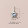 Stainless steel star pendant with blue heart birthstone, silver finish SKU - Blue Heart Pendant Style 3 / Steel