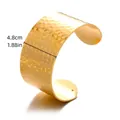 18K gold plated wide cuff bracelet with irregular hammered texture and width dimension. - Wide Hammered Style (G121587) / Gold