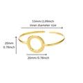 18K gold plated open cuff bracelet with irregular hammered texture and circular detail - Round Decor Hammered Style (G121267-S)