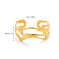 Trendy irregular 18K gold plated wide cuff bracelet with organic cutout texture - Irregular Wave Hollow Style (G121918-s)