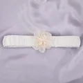 Elegant white elastic bridal leg garter with delicate mesh flower detail - Bridal Photo Shoot Leg Garters (GS-J035) / One Size