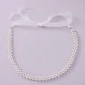 Serre-tête de mariée élégant en perles à deux rangs avec nœud en ruban d'organza - Ceinture et bandeau quotidiens polyvalents WS-J266