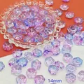 Close-up of 14mm gradient cat paw glass beads with iridescent purple-blue finish for DIY - 14mm / Purple Pink Glass Cat Paw (L45)