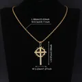 Vintage gold plated thorn cross pendant necklace with rhinestones and 23.6 inch rope chain - Gold 1017 Pendant + 24inch Gold Rope Chain