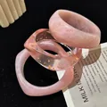 Elegant set of three irregular acrylic bangles in assorted pink tones and gold foil - Gold Foil Pink Irregular Bangle Set (6705101HB) / Three-Piece Set / Pink Combo