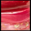 Detail view of pink marbled resin bracelet with gold foil flakes for variant display - Irregular Open Bangle Set (6705103HB) / Pink Gold Foil