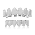 Professional silver hip hop grillz set with micro paved cubic zirconia for Halloween party - Style 16 Set / Silver