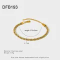 Detail view of two-tone twisted rope bracelet with dimensions and material specs - Two-tone Gold and Silver (DFB193)