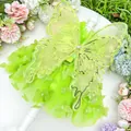 Grünes Schmetterlings-Hundekleid mit Pailletten und 3D-Applikationen für Haustiere - Fluoreszierendes Grün