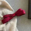 Elegant wine red ribbon bow hair clip with duckbill clip for women styling - Bow Hair Clip (300-C282) / Burgundy