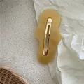 Minimalist irregular amber yellow acetate hair clip with gold metal duckbill fastener - Cloud Snap Clip (J49-B203) / Yellow