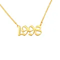Μινιμαλιστικό κολιέ με μενταγιόν έτους 1998 από γυαλισμένο επιχρυσωμένο ατσάλι - Χρυσό 1998