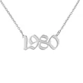 Silberne Edelstahl 1980 Jahreszahl Halskette als personalisiertes Geburtstagsgeschenk - Silber 1980
