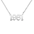 Elegante Halskette aus silbernem Edelstahl mit einem markanten Geburtsjahr-Anhänger 1981 - Silber 1981