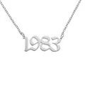 Personalisierte Edelstahl-Geburtsjahr-Halskette mit 1983 Zahlenanhänger in Silber - Silber 1983