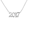 Κομψό ασημί κολιέ με μενταγιόν έτους 2017 από ανοξείδωτο ατσάλι, προσωποποιημένο δώρο γενεθλίων - Ασημί 2017