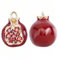 Colgante de granada roja vintage Ancora con cristales brillantes y acabado dorado - Accesorio de Granada de Frutas