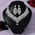 Luxury vintage palace style bridal necklace and earring set with shimmering clear crystals - Court Banquet Silver (NS-J6524S)