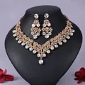 Vintage royal palace style bridal jewelry set with sparkling rhinestones in gold finish - Court Banquet Gold (NS-J6524G)