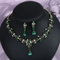 Exquisite green crystal retro palace style bridal necklace and earrings jewelry set - Vintage Gentle Green (NS-J6482GGREEN)