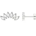 Elegant silver plated brass stud earrings featuring five marquise-cut clear zircons - Fan Style (e456) / Gold