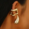Set di orecchini a goccia e polsini per le orecchie grossi placcati in oro per gioielli - 05 Bianco K N-801 / Argento