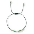 Minimalist handcrafted green cord bracelet with natural stones and white pearl detail - Dark Green