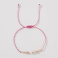 Handmade pink cord bracelet featuring natural pink stones and an elegant pearl - Light Pink