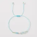 Delicate handmade light blue braided rope bracelet with natural stones and pearl detail - Light Blue