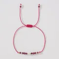 Handmade adjustable pink cord bracelet with natural red stones and white imitation pearl - Deep purple